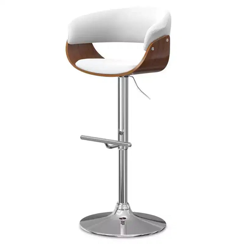 WyndenHall Caylor Adjustable Swivel Barstool White: Oval Faux Leather, Steel Legs, Foam Padded Back