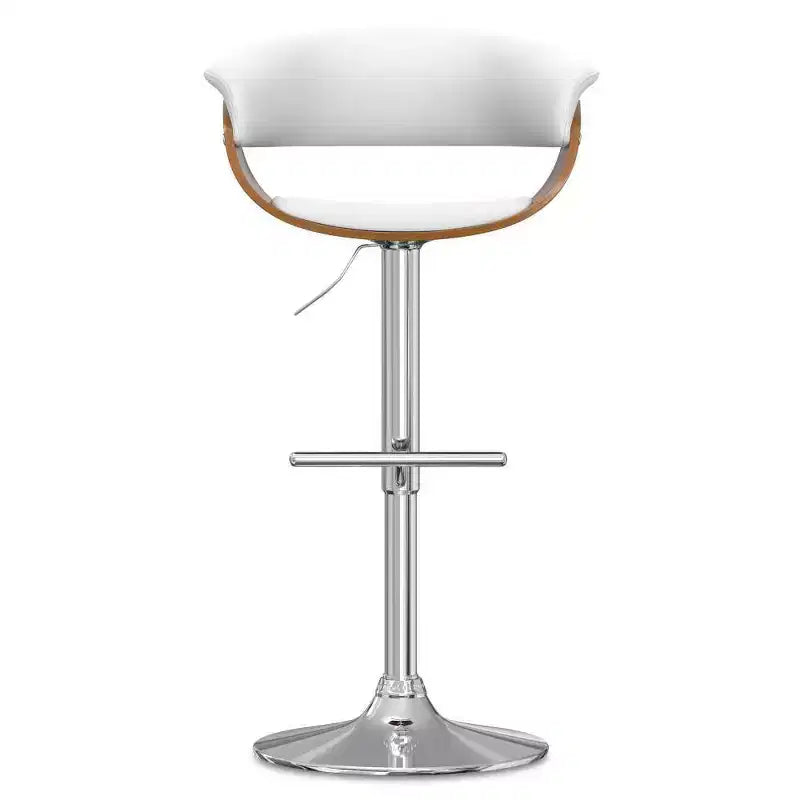 Sgabello da bar girevole regolabile WyndenHall Caylor bianco: Ecopelle ovale, gambe in acciaio, schienale imbottito in schiuma