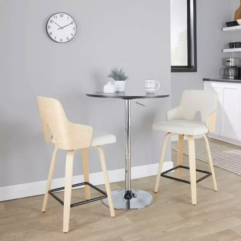 Set di 2 sgabelli da bar Stella altezza bancone: Girevoli, schienale alto, imbottiti - LumiSource