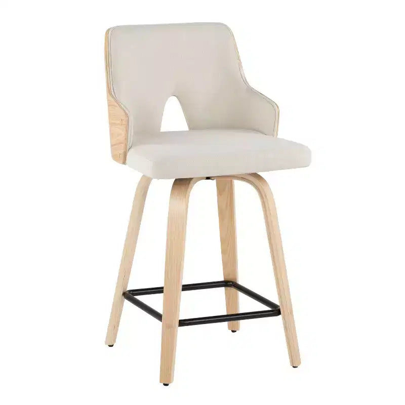 Set di 2 sgabelli da bar Stella altezza bancone: Girevoli, schienale alto, imbottiti - LumiSource