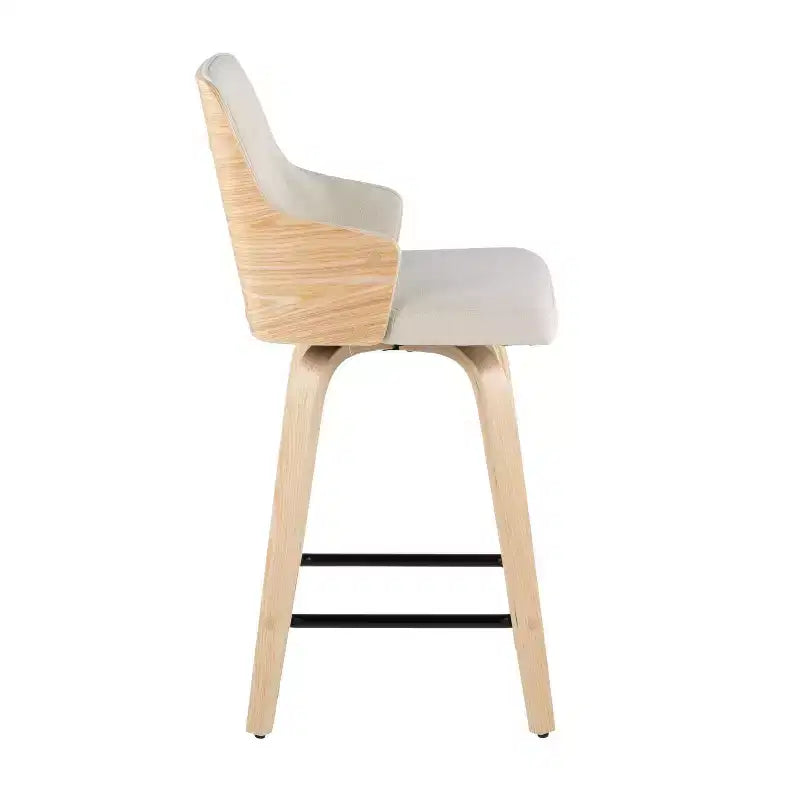 Set di 2 sgabelli da bar Stella altezza bancone: Girevoli, schienale alto, imbottiti - LumiSource