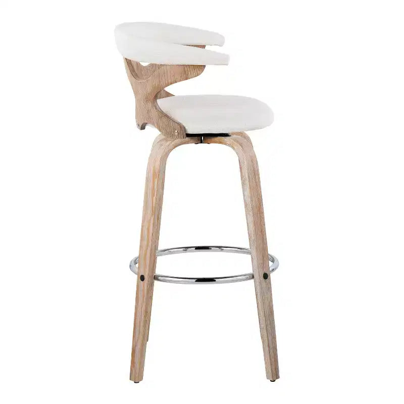 LumiSource Set di 2 Sgabelli da Bar Gardenia Bianco/Crema: Sedie da Bar Girevoli Contemporanee con Schienale, Stile Rustico