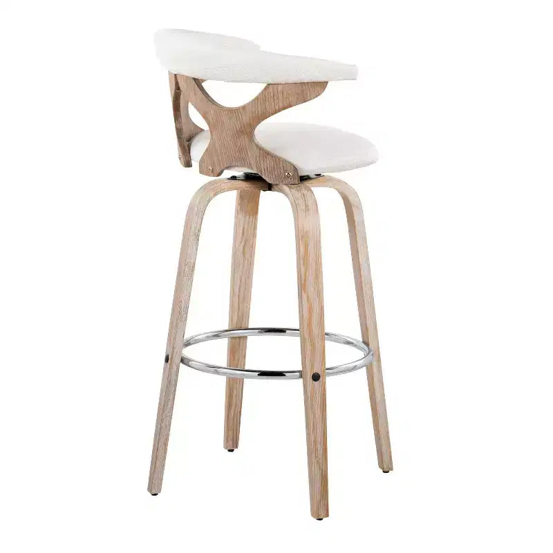LumiSource Set di 2 Sgabelli da Bar Gardenia Bianco/Crema: Sedie da Bar Girevoli Contemporanee con Schienale, Stile Rustico