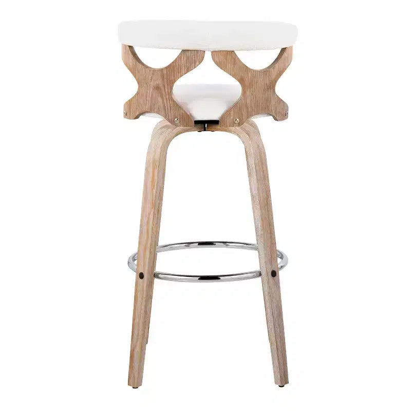 LumiSource Set di 2 Sgabelli da Bar Gardenia Bianco/Crema: Sedie da Bar Girevoli Contemporanee con Schienale, Stile Rustico