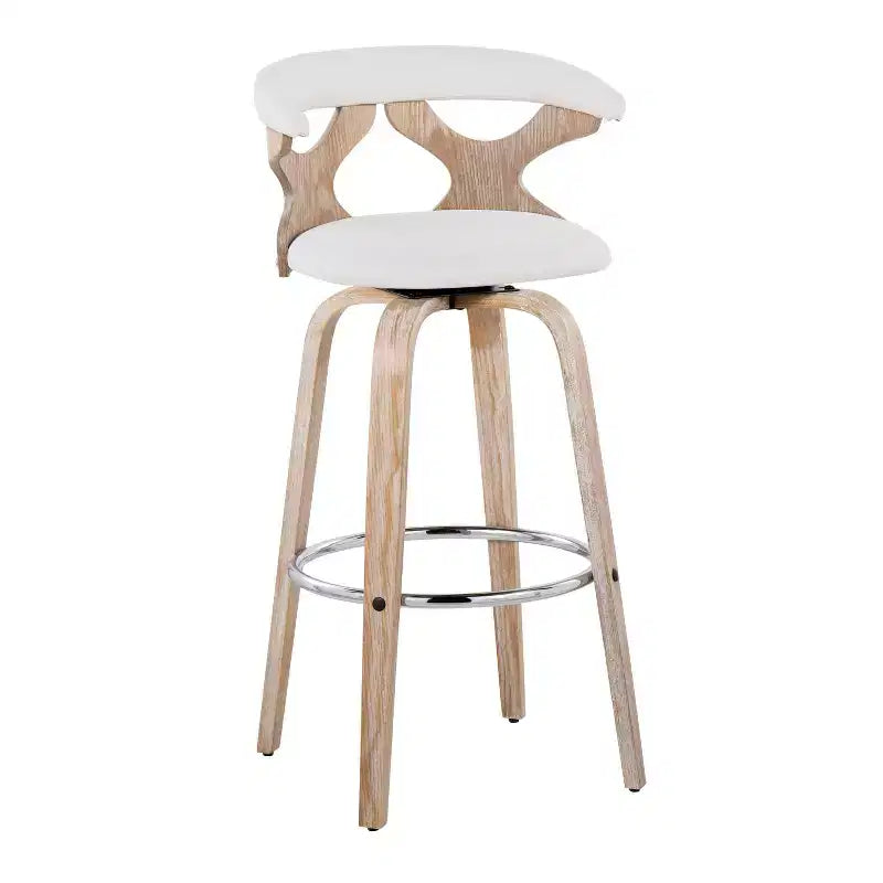 LumiSource Set di 2 Sgabelli da Bar Gardenia Bianco/Crema: Sedie da Bar Girevoli Contemporanee con Schienale, Stile Rustico