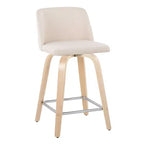 Set di 2 sgabelli da bancone Toriano Natural/Cream/Chrome - LumiSource: Stile scandinavo, Girevole, Imbottito
