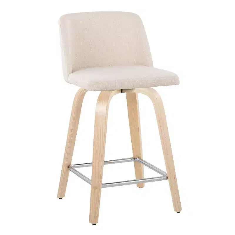 Set di 2 sgabelli da bancone Toriano Natural/Cream/Chrome - LumiSource: Stile scandinavo, Girevole, Imbottito