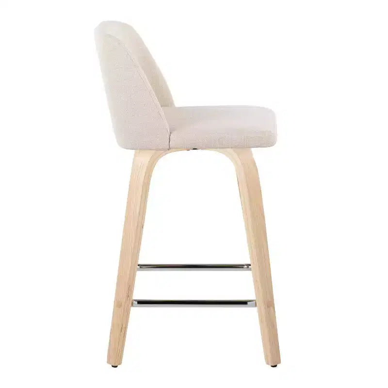 Set di 2 sgabelli da bancone Toriano Natural/Cream/Chrome - LumiSource: Stile scandinavo, Girevole, Imbottito