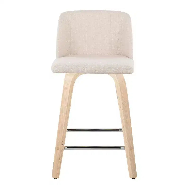 Set di 2 sgabelli da bancone Toriano Natural/Cream/Chrome - LumiSource: Stile scandinavo, Girevole, Imbottito