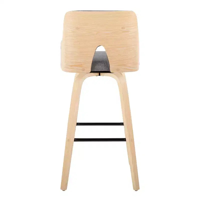 LumiSource Set di 2 Sgabelli da Bar Stella Legno Naturale/Grigio Chiaro/Nero:: Mid-Century Modern, Girevoli, Poggiapiedi, Struttura in Legno