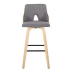 LumiSource Set di 2 Sgabelli da Bar Stella Legno Naturale/Grigio Chiaro/Nero:: Mid-Century Modern, Girevoli, Poggiapiedi, Struttura in Legno