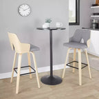 LumiSource Set di 2 Sgabelli da Bar Stella Legno Naturale/Grigio Chiaro/Nero:: Mid-Century Modern, Girevoli, Poggiapiedi, Struttura in Legno