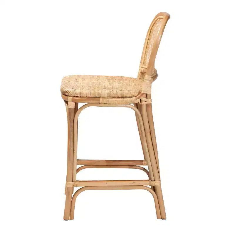 Sgabello da bar Baxton Studio Adrena in rattan, altezza bancone, marrone naturale : Altezza fissa, nessun montaggio, pulire a chiazze