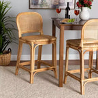 Sgabello da bar Baxton Studio Adrena in rattan, altezza bancone, marrone naturale : Altezza fissa, nessun montaggio, pulire a chiazze