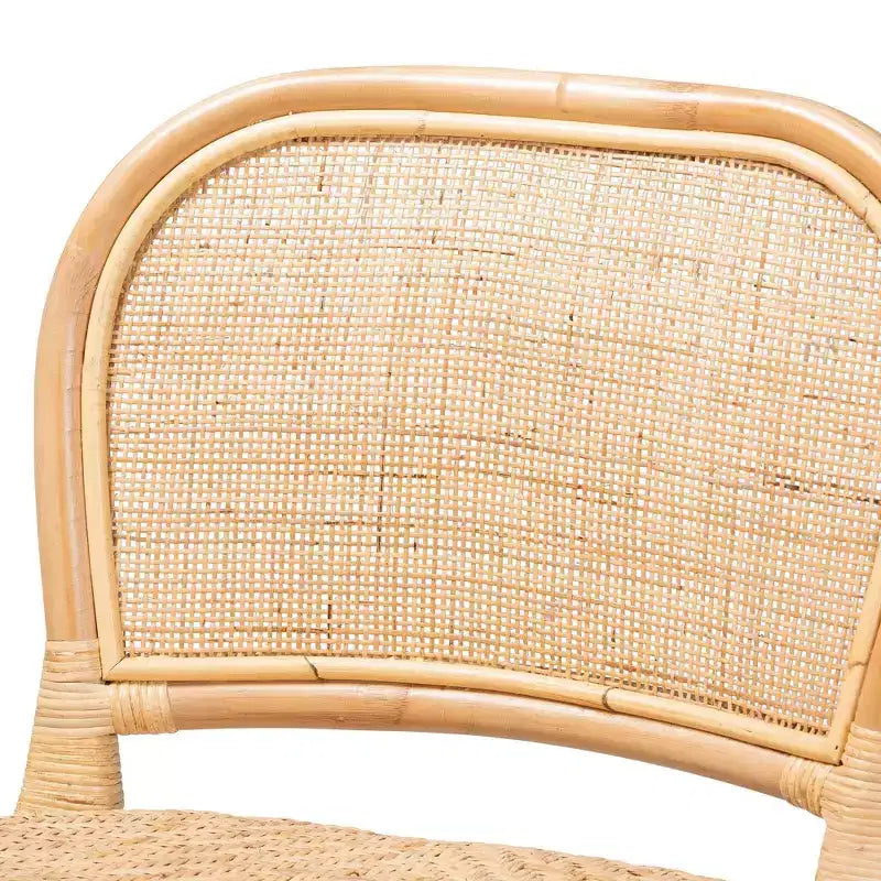 Sgabello da bar Baxton Studio Adrena in rattan, altezza bancone, marrone naturale : Altezza fissa, nessun montaggio, pulire a chiazze