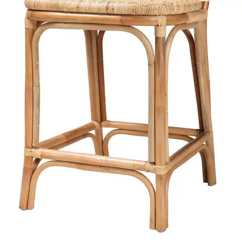 Sgabello da bar Baxton Studio Adrena in rattan, altezza bancone, marrone naturale : Altezza fissa, nessun montaggio, pulire a chiazze