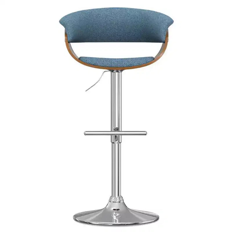 Sgabello da bar girevole regolabile Caylor Denim Blue - WyndenHall: Mid-Century Modern, schienale imbottito, gambe in acciaio