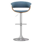 Sgabello da bar girevole regolabile Caylor Denim Blue - WyndenHall: Mid-Century Modern, schienale imbottito, gambe in acciaio