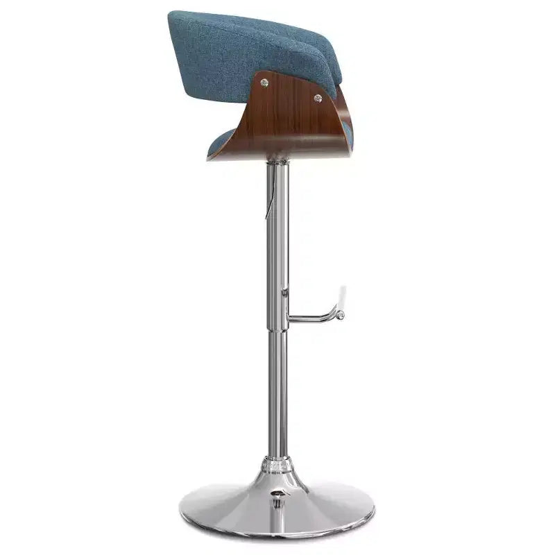 Sgabello da bar girevole regolabile Caylor Denim Blue - WyndenHall: Mid-Century Modern, schienale imbottito, gambe in acciaio