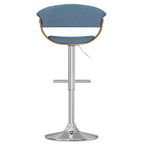 Sgabello da bar girevole regolabile Caylor Denim Blue - WyndenHall: Mid-Century Modern, schienale imbottito, gambe in acciaio