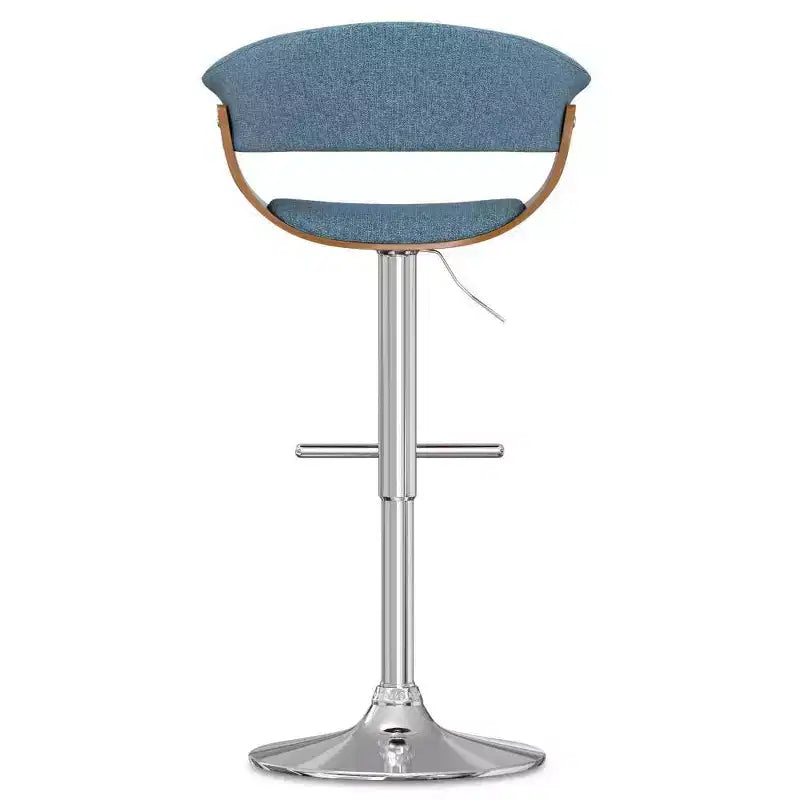 Sgabello da bar girevole regolabile Caylor Denim Blue - WyndenHall: Mid-Century Modern, schienale imbottito, gambe in acciaio