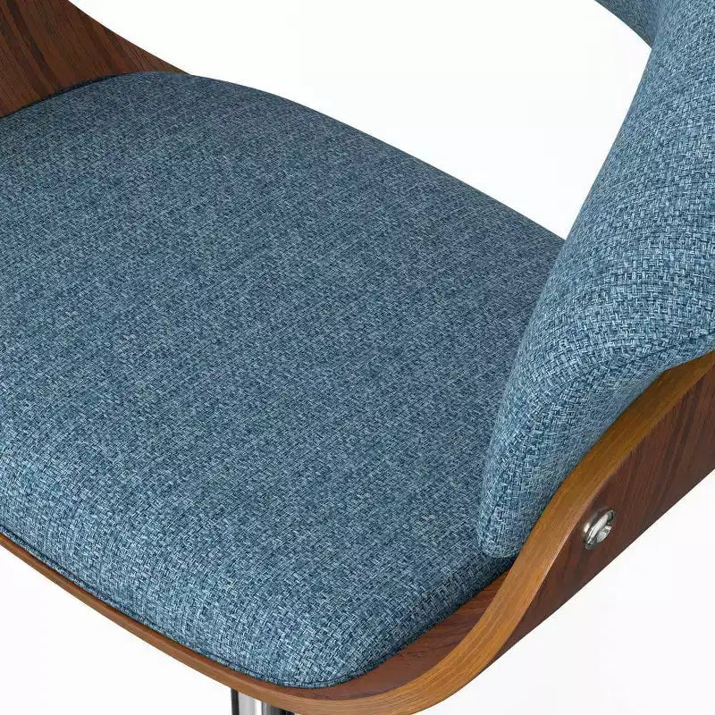 Sgabello da bar girevole regolabile Caylor Denim Blue - WyndenHall: Mid-Century Modern, schienale imbottito, gambe in acciaio