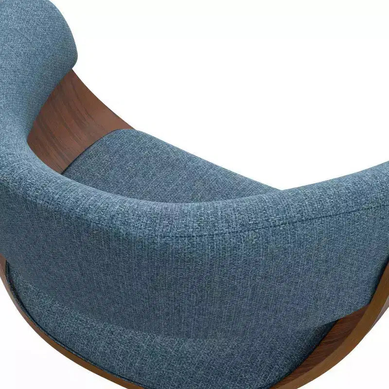 Sgabello da bar girevole regolabile Caylor Denim Blue - WyndenHall: Mid-Century Modern, schienale imbottito, gambe in acciaio