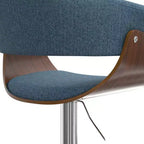 Sgabello da bar girevole regolabile Caylor Denim Blue - WyndenHall: Mid-Century Modern, schienale imbottito, gambe in acciaio
