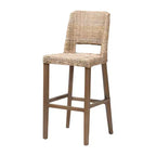 Sgabello da Bar Magy in Rattan e Mogano Bali & Pari, Grigio Kubu/Tortora Rustico