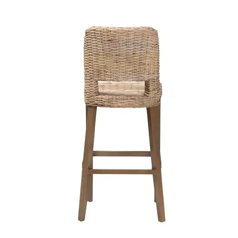 Sgabello da Bar Magy in Rattan e Mogano Bali & Pari, Grigio Kubu/Tortora Rustico