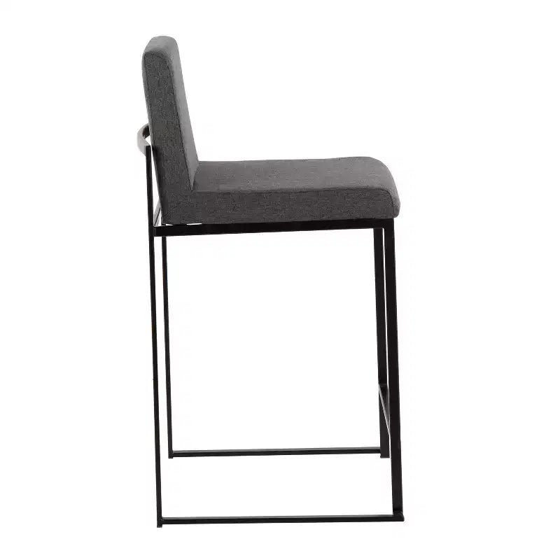 LumiSource Set di 3 Sgabelli da Bar Fuji con Schienale Alto Altezza Bancone Acciaio Nero/Carbone