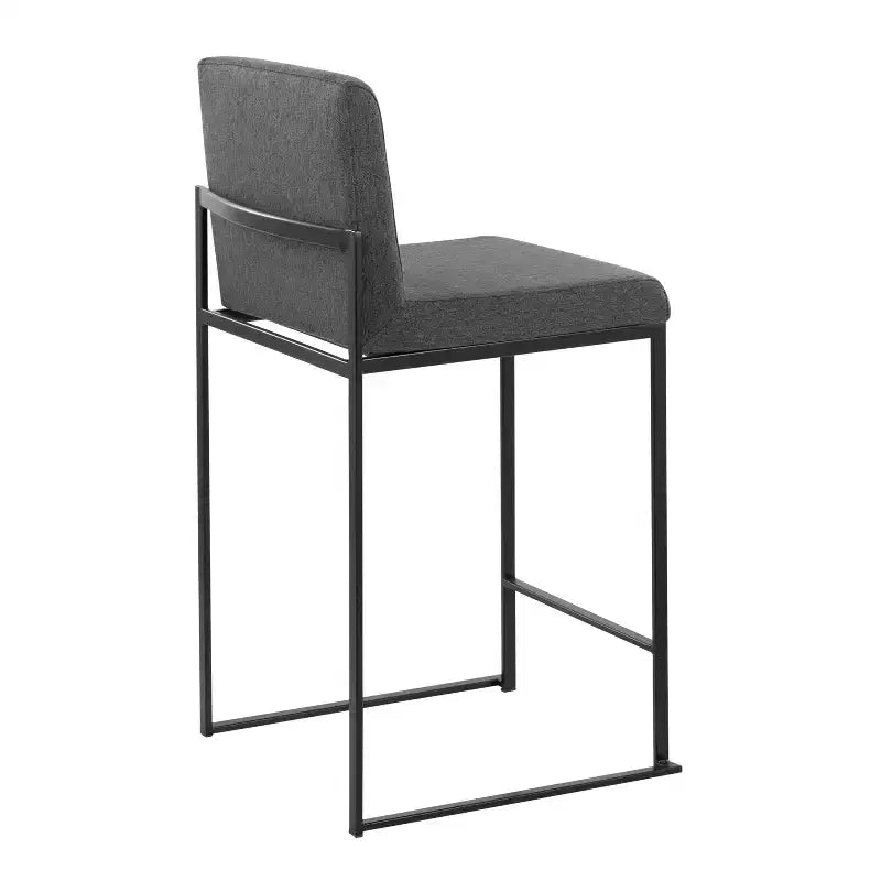LumiSource Set di 3 Sgabelli da Bar Fuji con Schienale Alto Altezza Bancone Acciaio Nero/Carbone