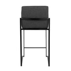 LumiSource Set di 3 Sgabelli da Bar Fuji con Schienale Alto Altezza Bancone Acciaio Nero/Carbone