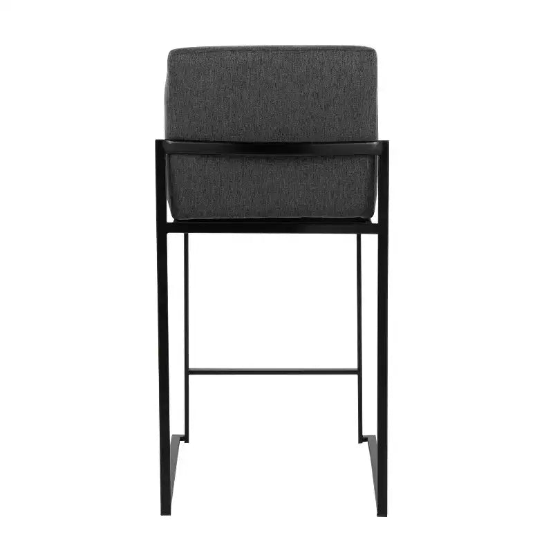 LumiSource Set di 3 Sgabelli da Bar Fuji con Schienale Alto Altezza Bancone Acciaio Nero/Carbone