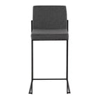 LumiSource Set di 3 Sgabelli da Bar Fuji con Schienale Alto Altezza Bancone Acciaio Nero/Carbone