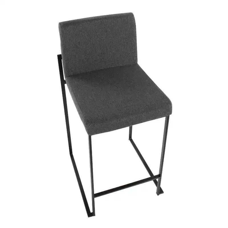 LumiSource Set di 3 Sgabelli da Bar Fuji con Schienale Alto Altezza Bancone Acciaio Nero/Carbone