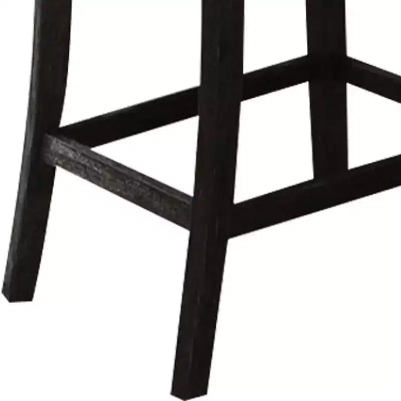 Set di 2 sgabelli Nolan da 63,5 cm per bancone e bar in lino beige/finitura rovere scuro anticato - Acme Furniture: Seduta imbottita, bordo con borchie, struttura in metallo
