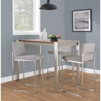 LumiSource Set di 3 Sgabelli da Bar con Schienale Alto Fuji Altezza Bancone Acciaio Inossidabile/Grigio