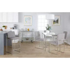 LumiSource Set di 3 Sgabelli da Bar con Schienale Alto Fuji Altezza Bancone Acciaio Inossidabile/Grigio