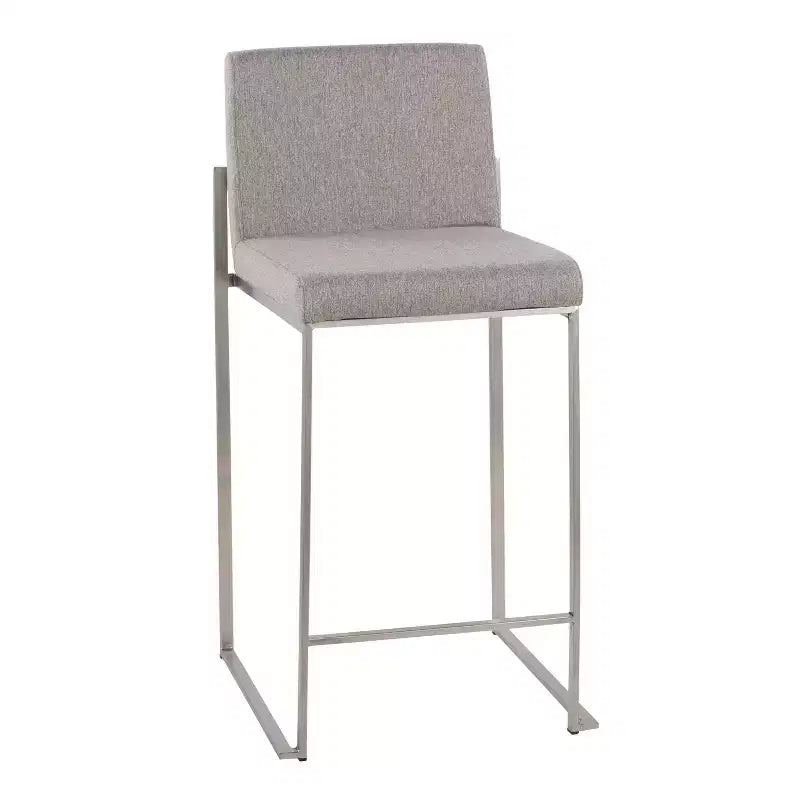 LumiSource Set di 3 Sgabelli da Bar con Schienale Alto Fuji Altezza Bancone Acciaio Inossidabile/Grigio