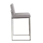LumiSource Set di 3 Sgabelli da Bar con Schienale Alto Fuji Altezza Bancone Acciaio Inossidabile/Grigio