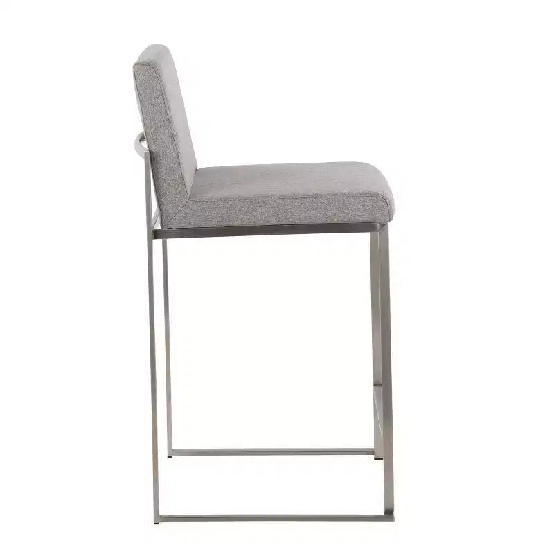 LumiSource Set di 3 Sgabelli da Bar con Schienale Alto Fuji Altezza Bancone Acciaio Inossidabile/Grigio