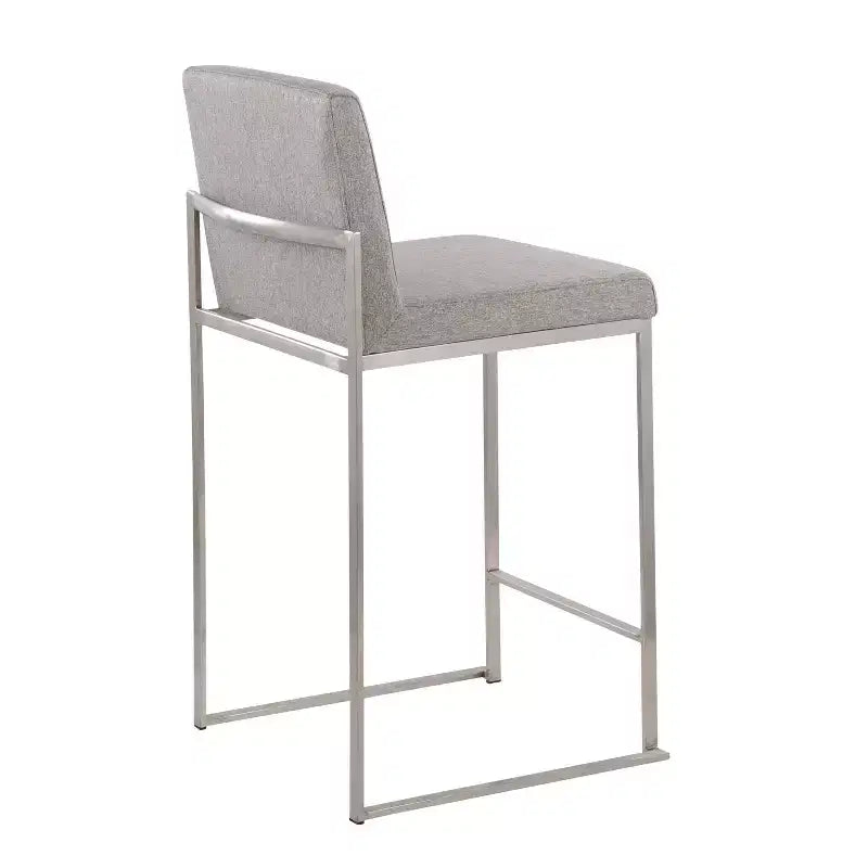 LumiSource Set di 3 Sgabelli da Bar con Schienale Alto Fuji Altezza Bancone Acciaio Inossidabile/Grigio