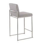 LumiSource Set di 3 Sgabelli da Bar con Schienale Alto Fuji Altezza Bancone Acciaio Inossidabile/Grigio