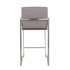 LumiSource Set di 3 Sgabelli da Bar con Schienale Alto Fuji Altezza Bancone Acciaio Inossidabile/Grigio