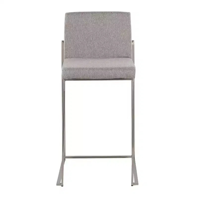 LumiSource Set di 3 Sgabelli da Bar con Schienale Alto Fuji Altezza Bancone Acciaio Inossidabile/Grigio