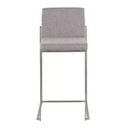 LumiSource Set di 3 Sgabelli da Bar con Schienale Alto Fuji Altezza Bancone Acciaio Inossidabile/Grigio