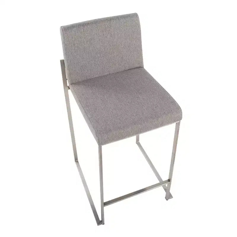 LumiSource Set di 3 Sgabelli da Bar con Schienale Alto Fuji Altezza Bancone Acciaio Inossidabile/Grigio