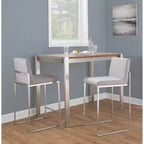 LumiSource Set di 3 Sgabelli da Bar con Schienale Alto Fuji Altezza Bancone Acciaio Inossidabile/Grigio