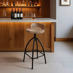 Sgabello girevole regolabile Urban Port 30-35" in stile industriale con schienale e diverse opzioni di altezza Marrone/Nero